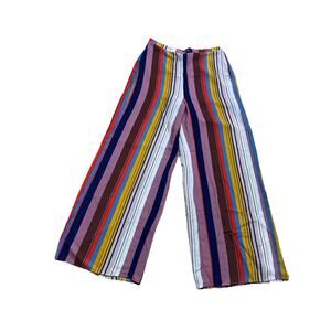 Peach Love CA Wide Leg Colorful Stretch & Tie Waist Boho/Hippie Size Large USA